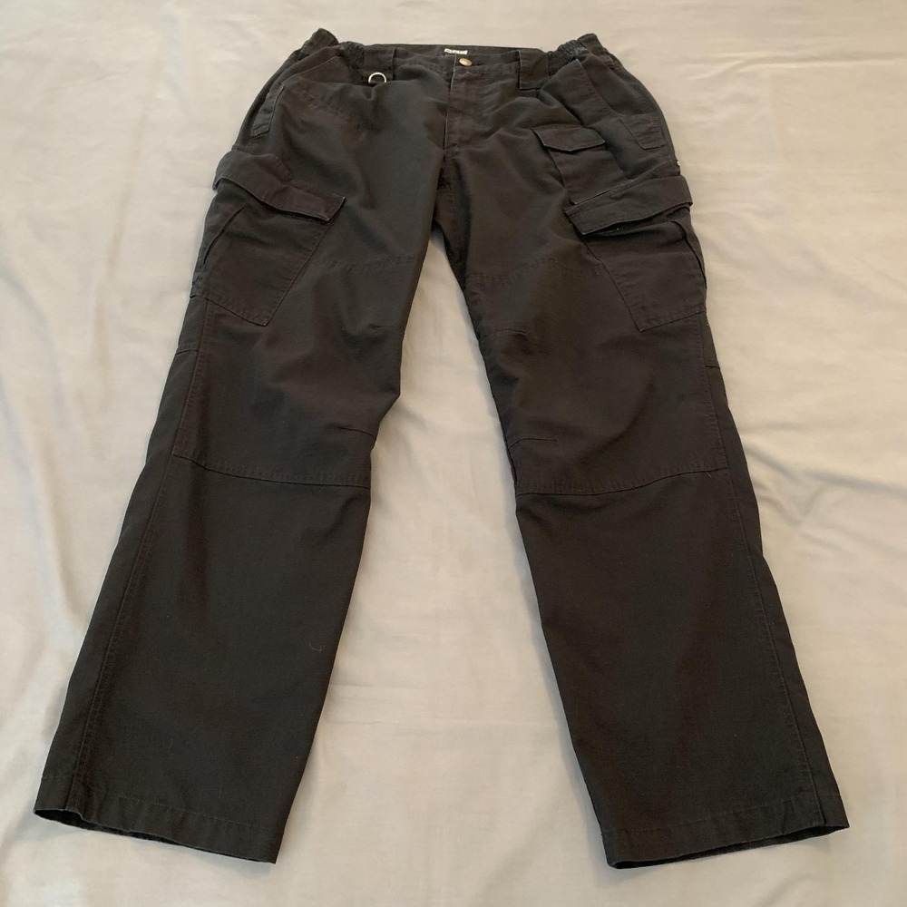 CQR Cargo Pants Mens 36x32 Black Elastic Waist Workwear Outdoor Casual Pockets
